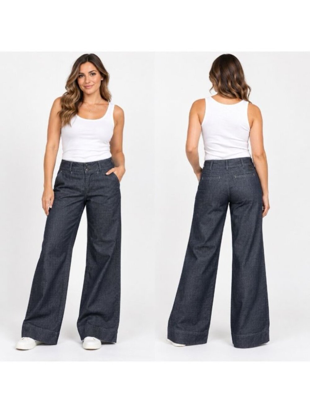 Lucky Brand Dungarees Womens 8/29 Wide Leg Trouser Jeans Dark Wash Made USA
